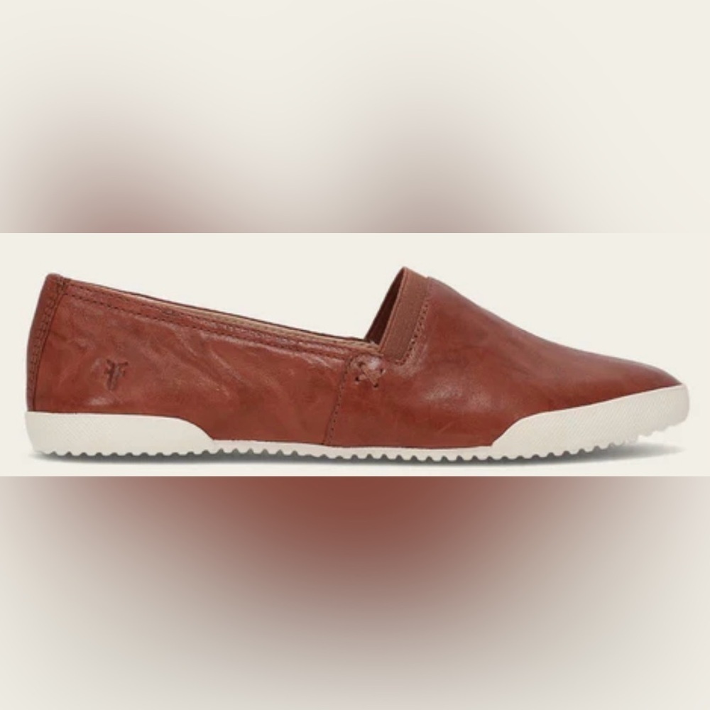 Frye Melanie Brown Leather Slip On Flats Shoes